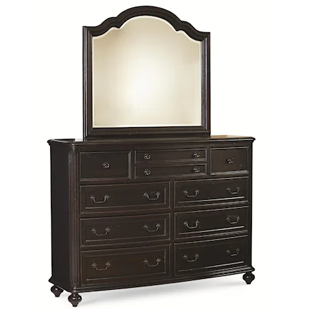 9 Drawer Bureau with Mirror Set